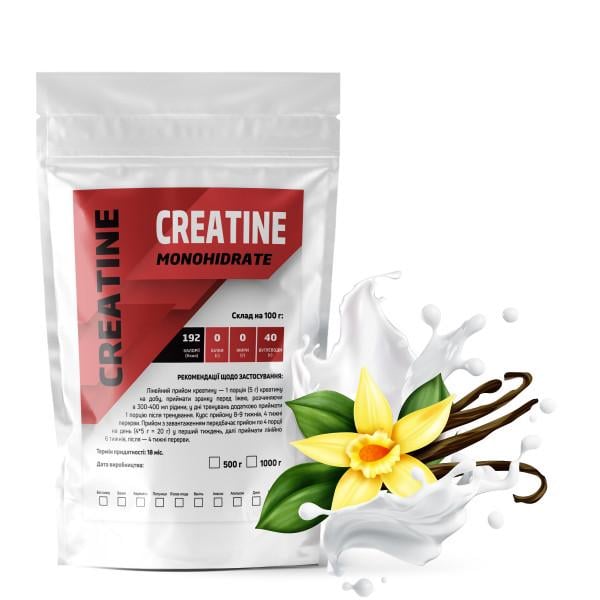 Креатин моногідрат Creatine Monohіdrate 99,9% на 100 порцій 500 г Ваніль (21-125-cre-v500)