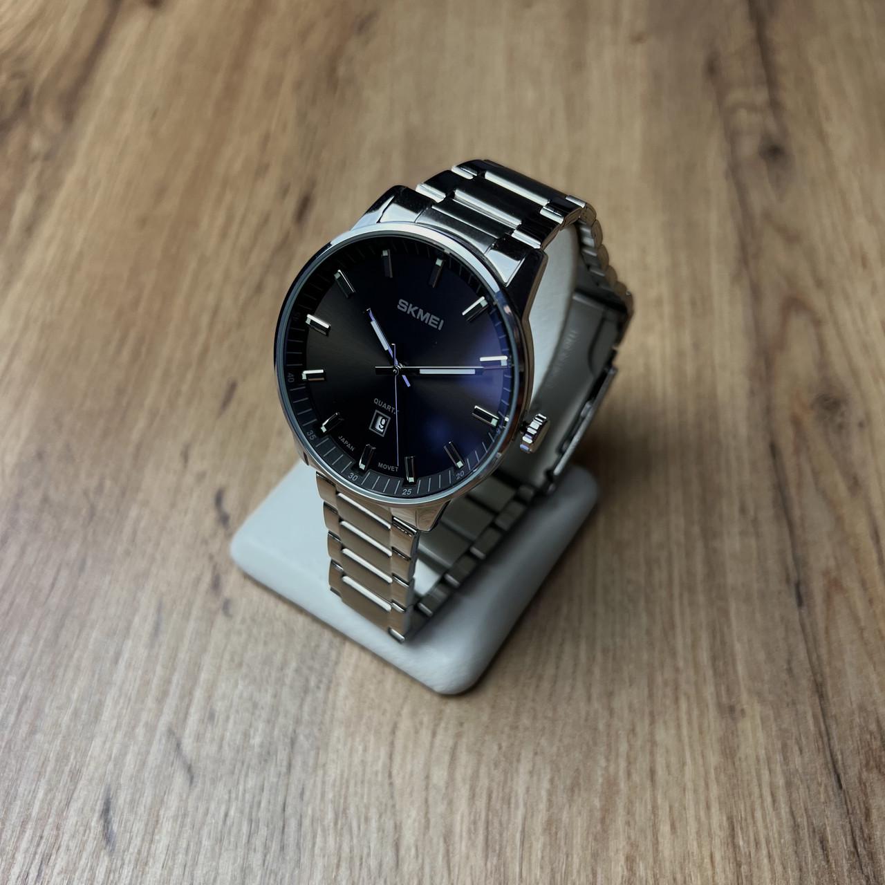 Часы мужские металлические Skmei с датой Серебристый/Черный (z062-1) - фото 3 Часы мужские металлические Skmei с датой Серебристый/Черный (z062-1) - фото 3