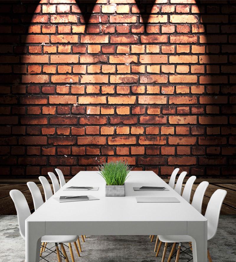 Фотошпалери, що миються флізелінові для спальні/зали/кухні в стилі лофт Освітлення цегляної стіни