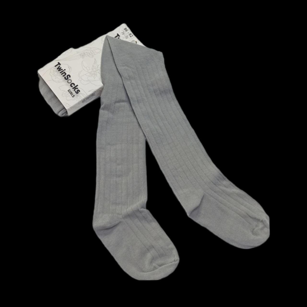 Колготки детские для девочки TwinSocks рубчик однотон 128 см-134 Серый (8162130)