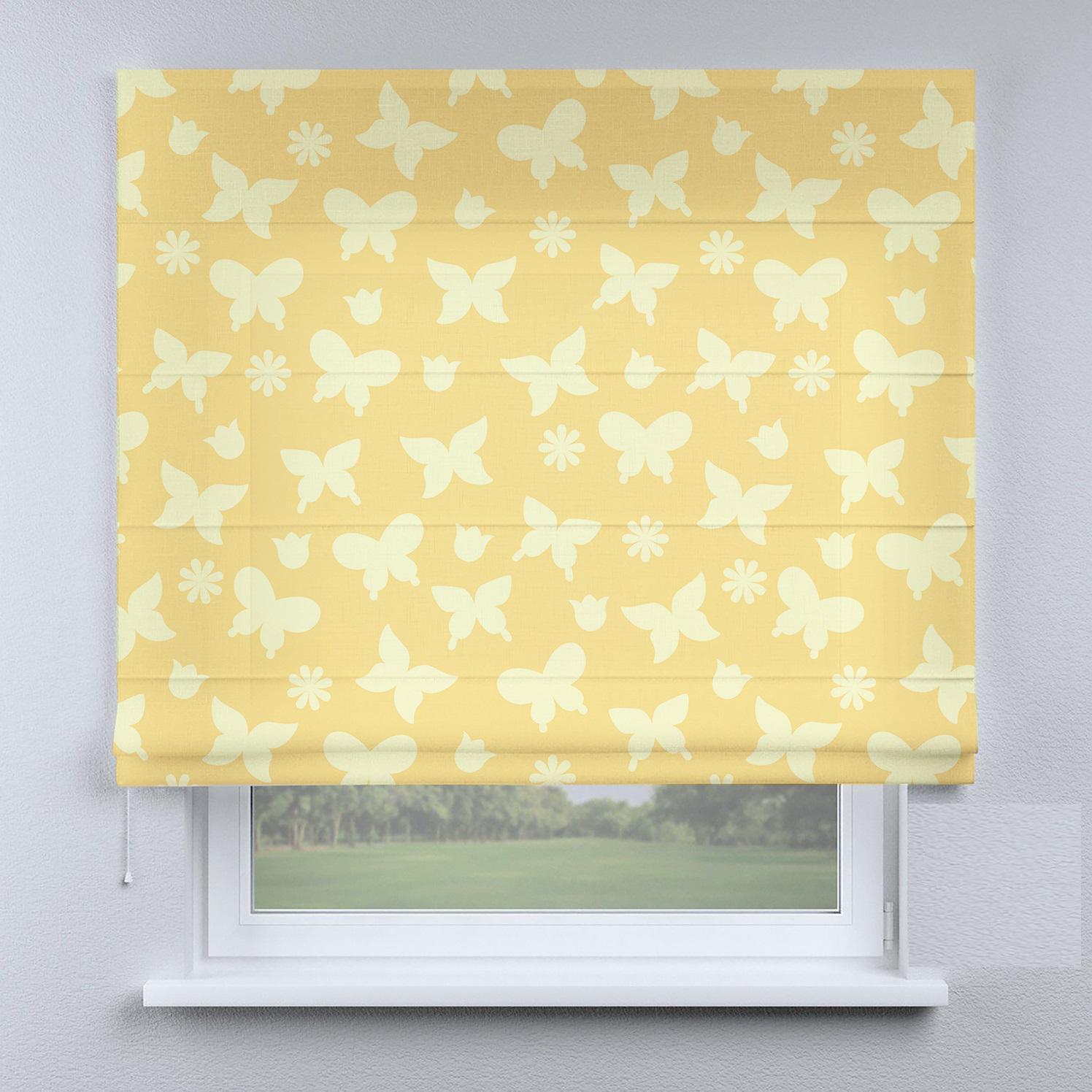 Римская штора Веревочный карниз Wenster ДВ 15-01-24 Бабочки 205х200 см Желтый (819485)