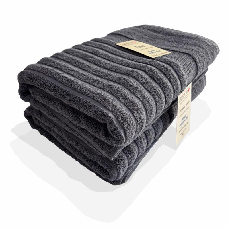 Набір рушників для ванної Lovely Svi Oxford Stripe жаккард 2 шт. 70х140 см Charcoal (241124) - фото 1 Набір рушників для ванної Lovely Svi Oxford Stripe жаккард 2 шт. 70х140 см Charcoal (241124) - фото 1