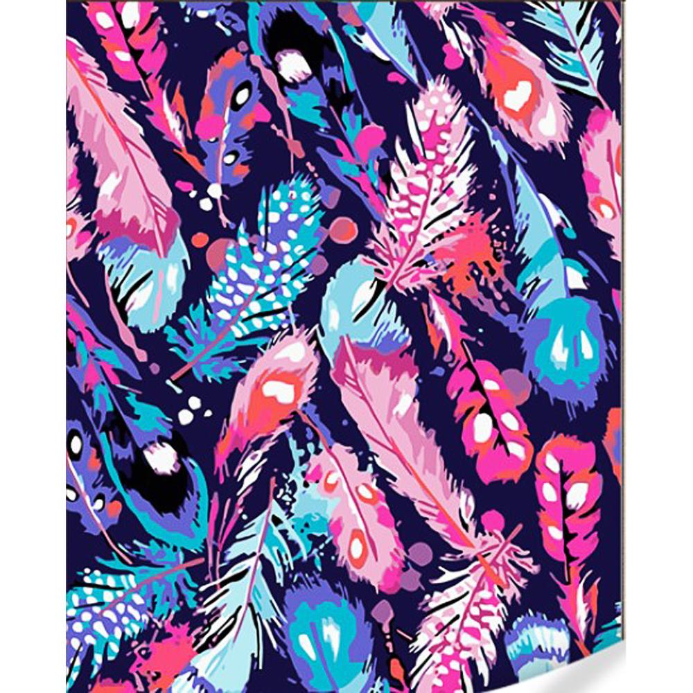 Картина по номерам Strateg Премиум Разноцветные перья с лаком и уровнем 40x50 см (Str-GS1604)