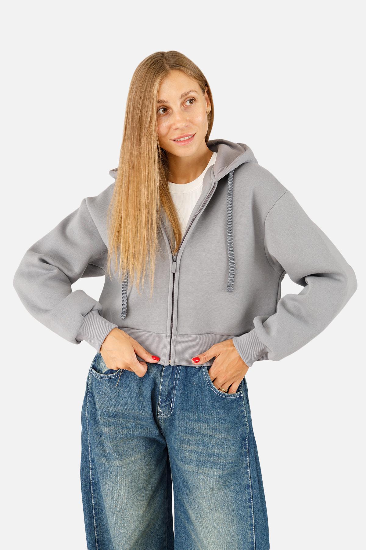 Толстовка женская ЦБ-00254558 р. 48 Темно-серый (SKT001004606)