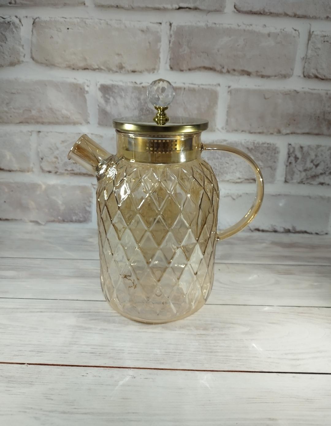 Заварочный чайник TOPAZ Amber Crystal боросиликатное стекло 1500 мл Янтарный перламутр (17543310)