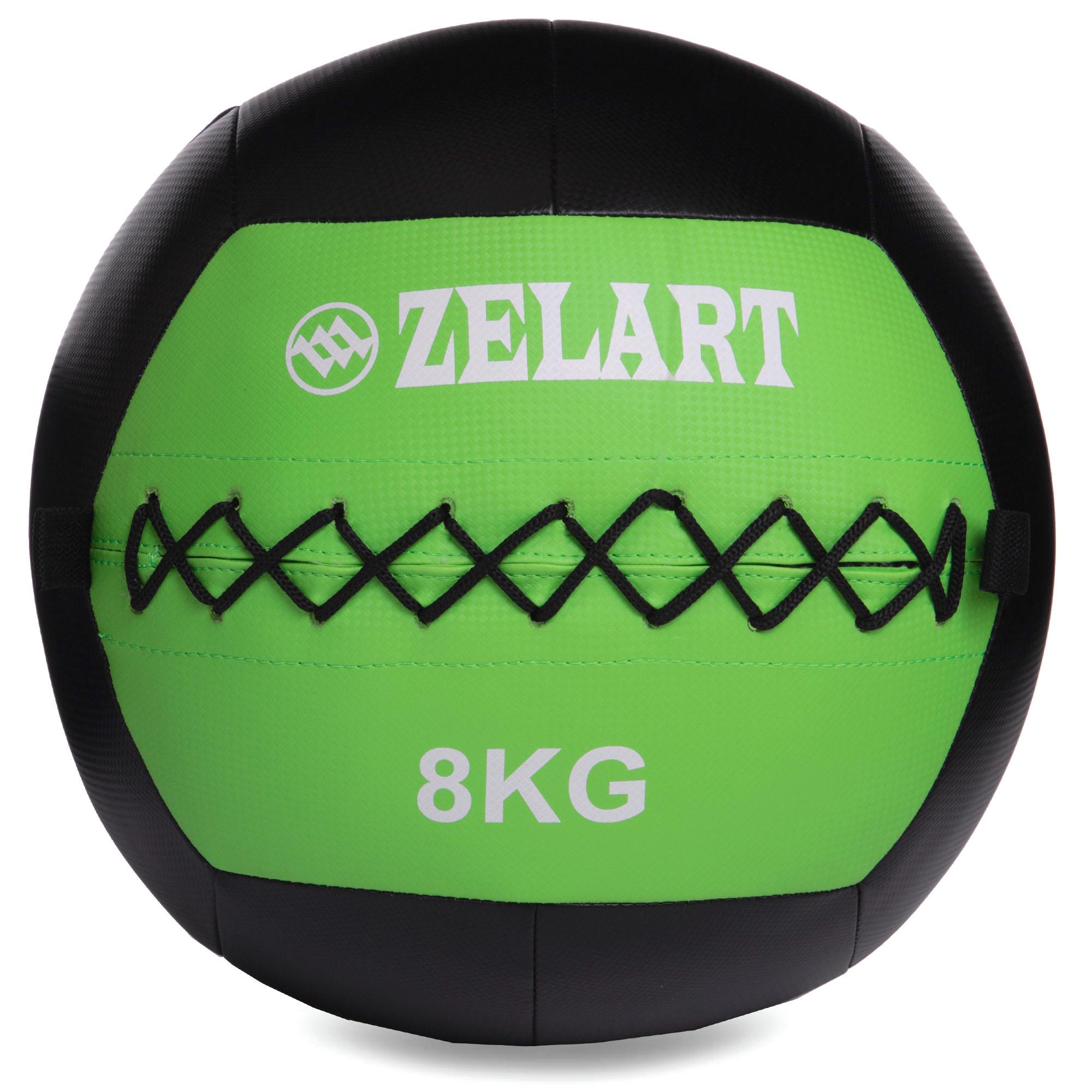 М'яч набивний для кросфіту волбол Zelart WALL BALL FI-5168-8 8 кг Чорний/Зелений (DR003548)