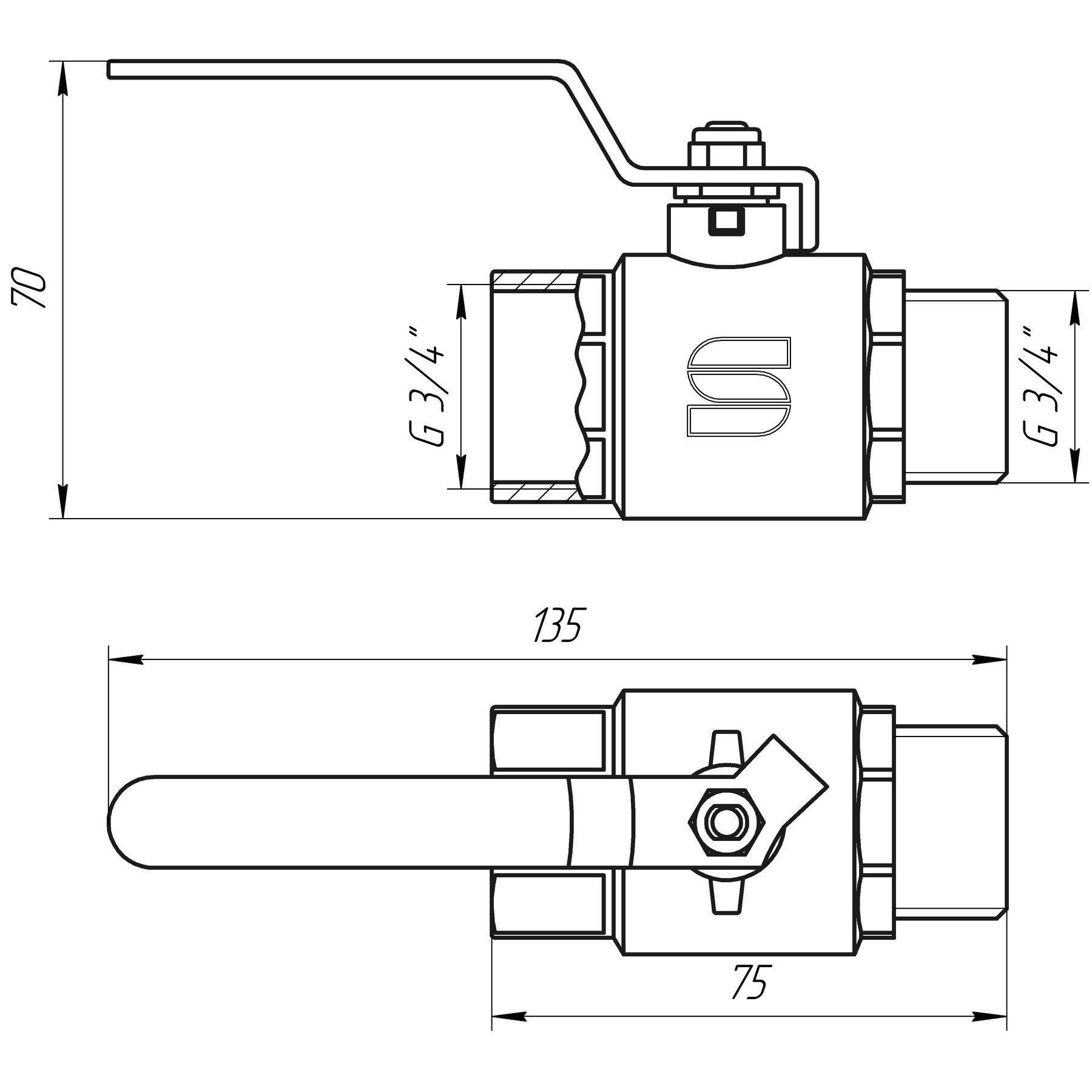 Кран кульовий Selba SL1505 000009630 3/4" ВЗ ручка (104529) - фото 2