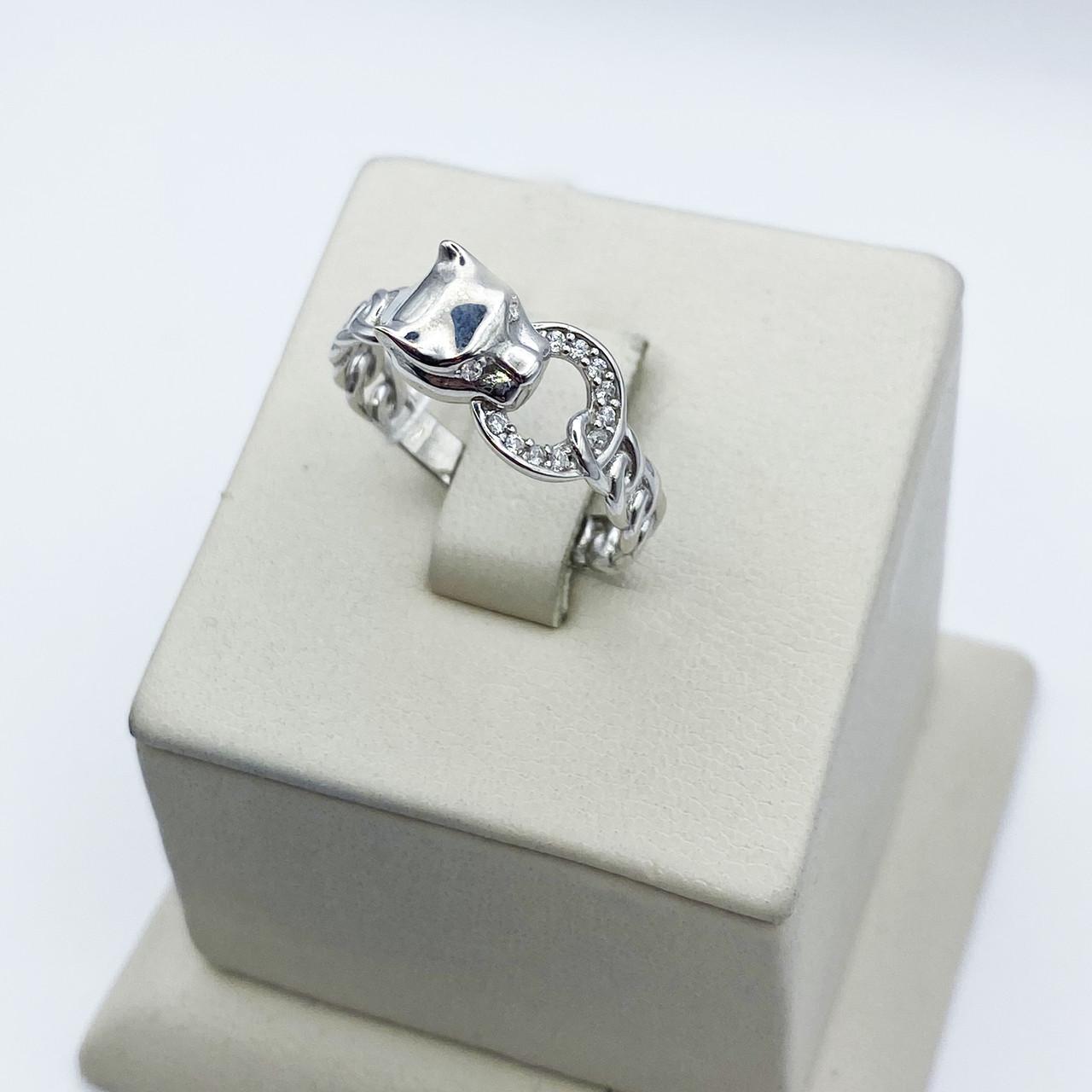 Кільце срібне Пантера з кубічним цирконієм р. 18 2,06 г (2035861328)