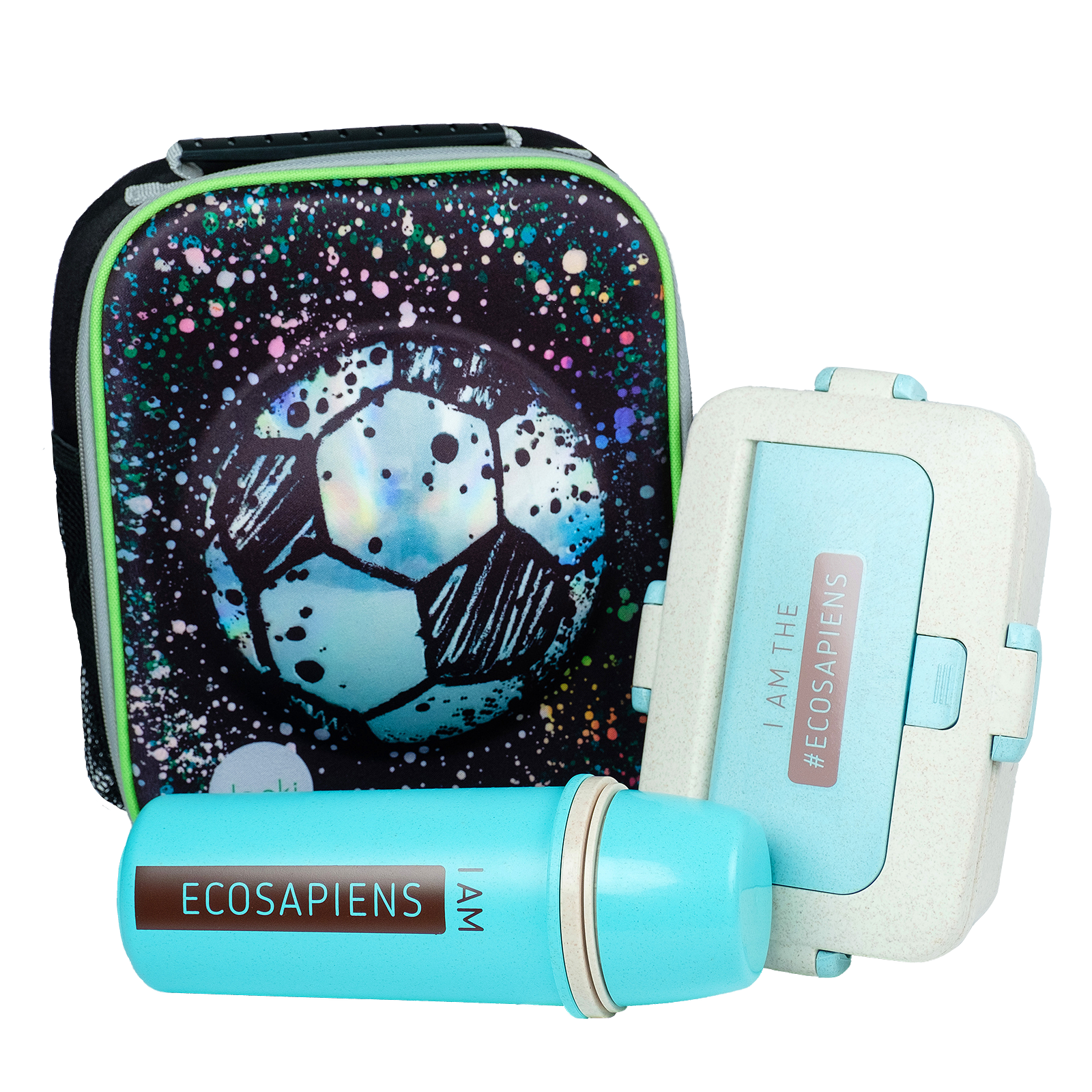 Ланч набор эко Football 5в1 3D термосумка/термобутылка 500 мл/ланч-бокс 950 мл (537)