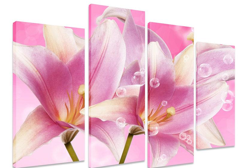 Модульна картина KIL Art Рожеві лілії на холсті з чотирьох частин 89x56 см (M4_M_336)