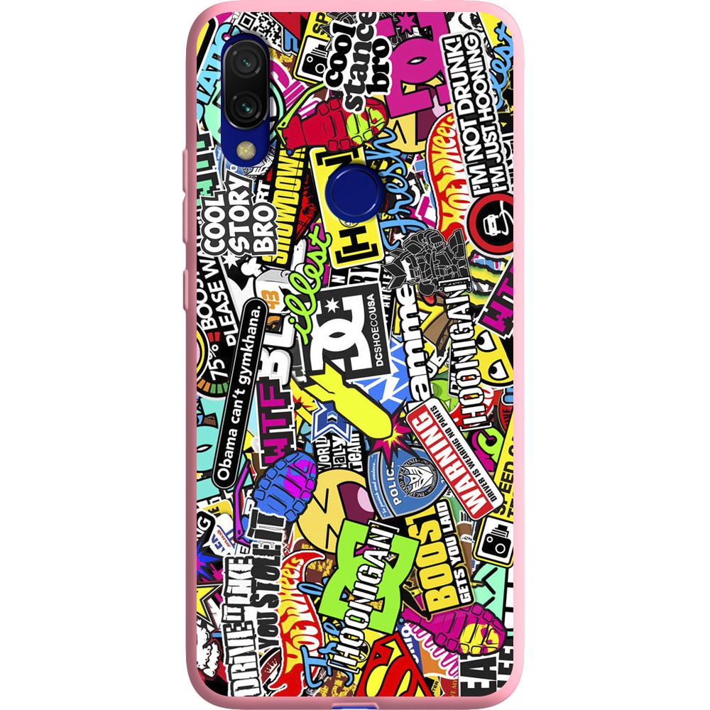 Чехол Boxface Xiaomi Redmi 7 Multicolored Inscriptions Розовый силикон (36506-up880-37062)