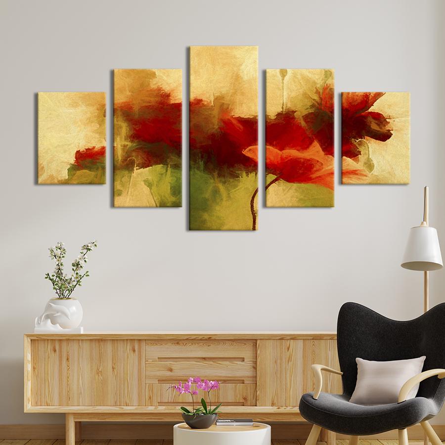 Картина на холсте Дикие цветы мака акварелью 162x80 см (970-52)