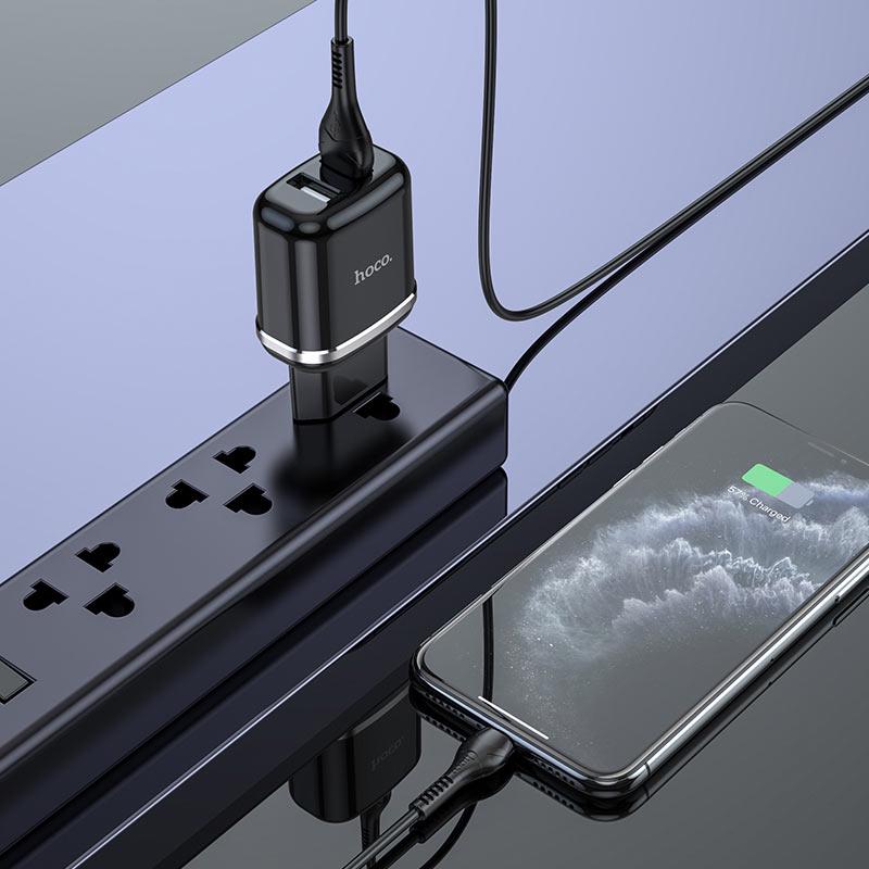 Адаптер Hoco N4 2 USB 2,4 A Черный (fe90e2ec) - фото 2