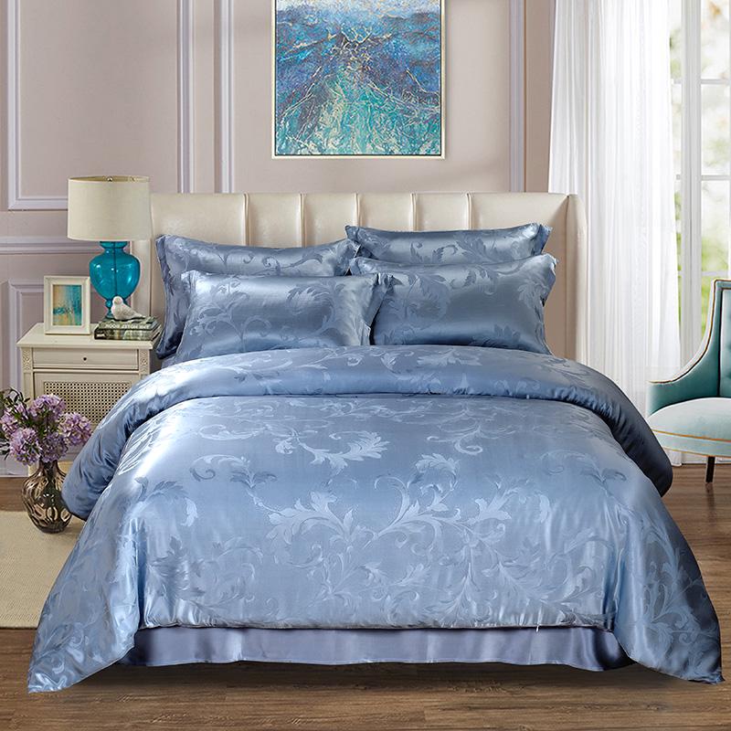 Комплект постельного белья Silk Kiss King Size Зимние цветы 200x230 см Голубой (12765376)