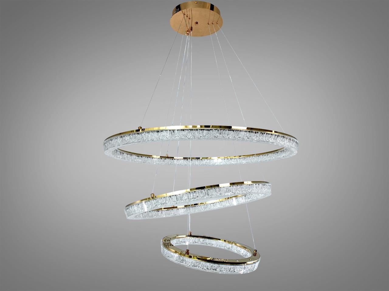 Люстра подвесная LED для гостиной 1712/800+600+400G три кольца 125 Вт Золотой (2971349533)