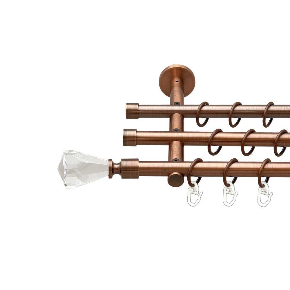 Карниз Orvit Лучетта трехрядный гладкий 20 см 200 см Античная медь (00-00020395)