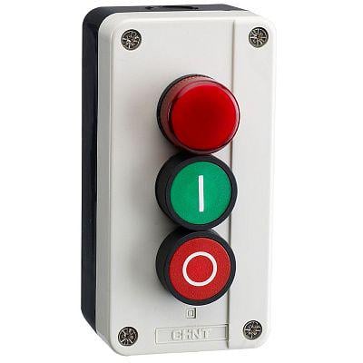 Пост тримісний CHINT NP2-B363 Старт-Стоп-Сигнал 4.5А 230V 1NO+1NC IP40 індикатор Червоний (575580)
