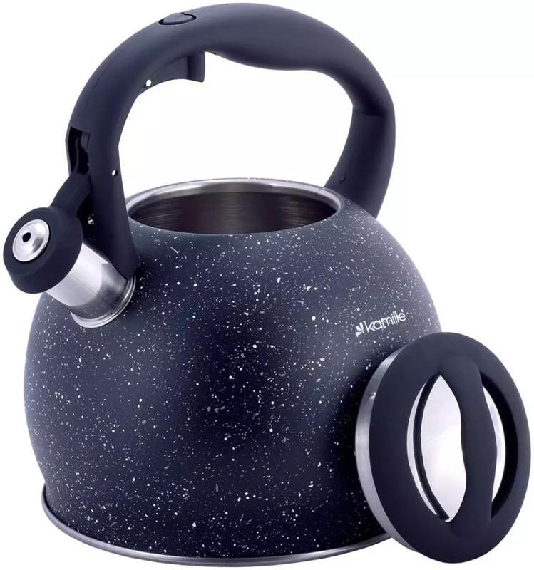 Чайник Kamille Whistling Kettle з нержавіючої сталі зі свистком 3 л Чорний - фото 2 Чайник Kamille Whistling Kettle з нержавіючої сталі зі свистком 3 л Чорний - фото 2