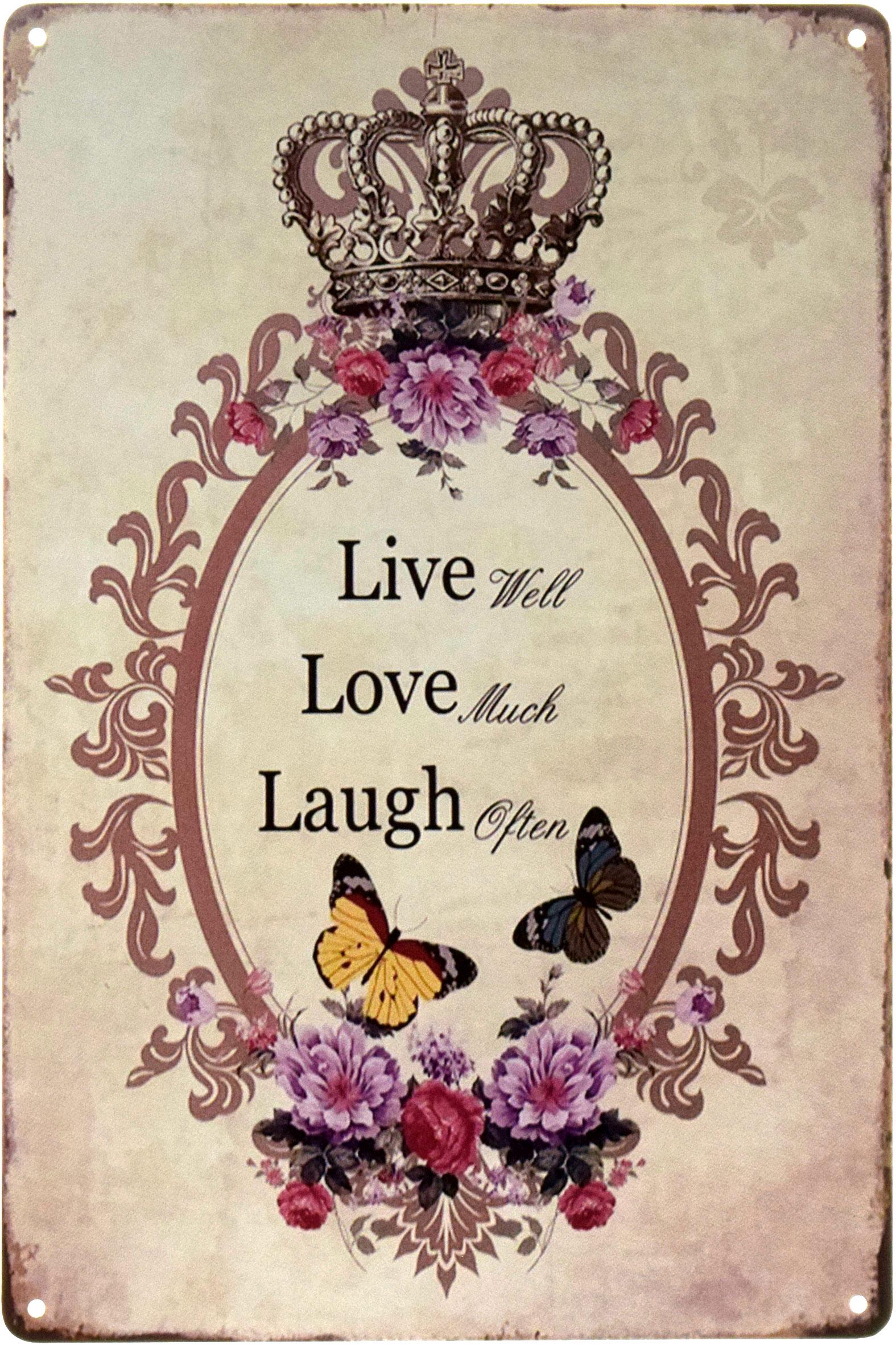 Табличка металева Живи Люби смійся/Live Love Laugh 20x30 см