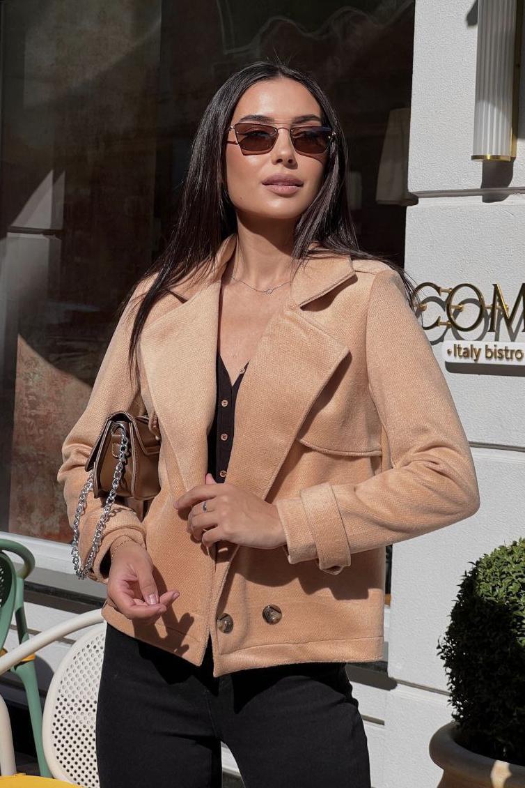 Пиджак женский кашемировый 40-42 Бежевый (192572) - фото 2