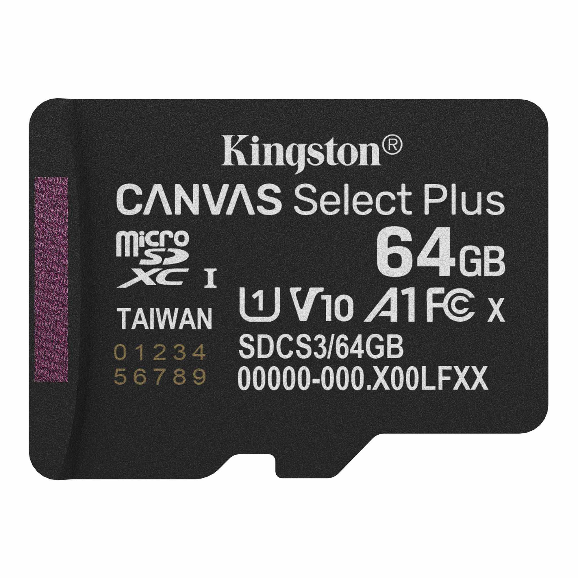 Карта памяти Kingston Canvas Select Plus microSDXC 64 Гб UHS I Class 10 V10 (SDCS3/64GBSP)
