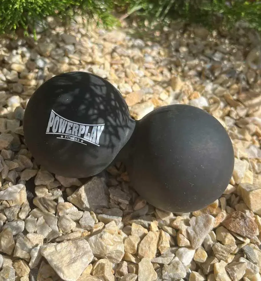 М'яч Ммсажний подвійний PowerPlay PP-4355 Silicone Lacrosse Peanut Ball 6,3x12,6 см Чорний - фото 4