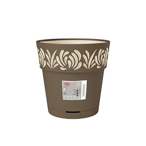 Вазон круглий з автополивом STEFANPLAST OPERA GAIA 25х25 см 7,5 л Капучино/Ваніль (88502)