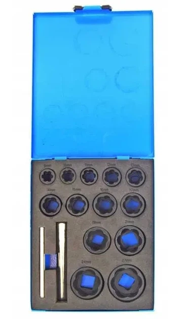 Набір екстракторів Falon-Tech для пошкоджених болтів і гайок 9-27 мм 15 ел. (FT1004)