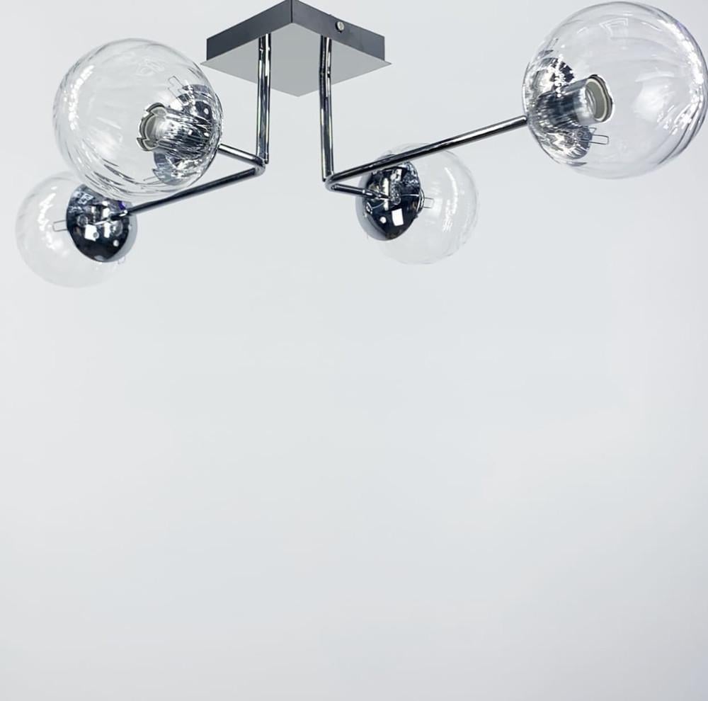 Люстра сучасна стельова на 4 прозорих плафони Хром (2693/4 CH)