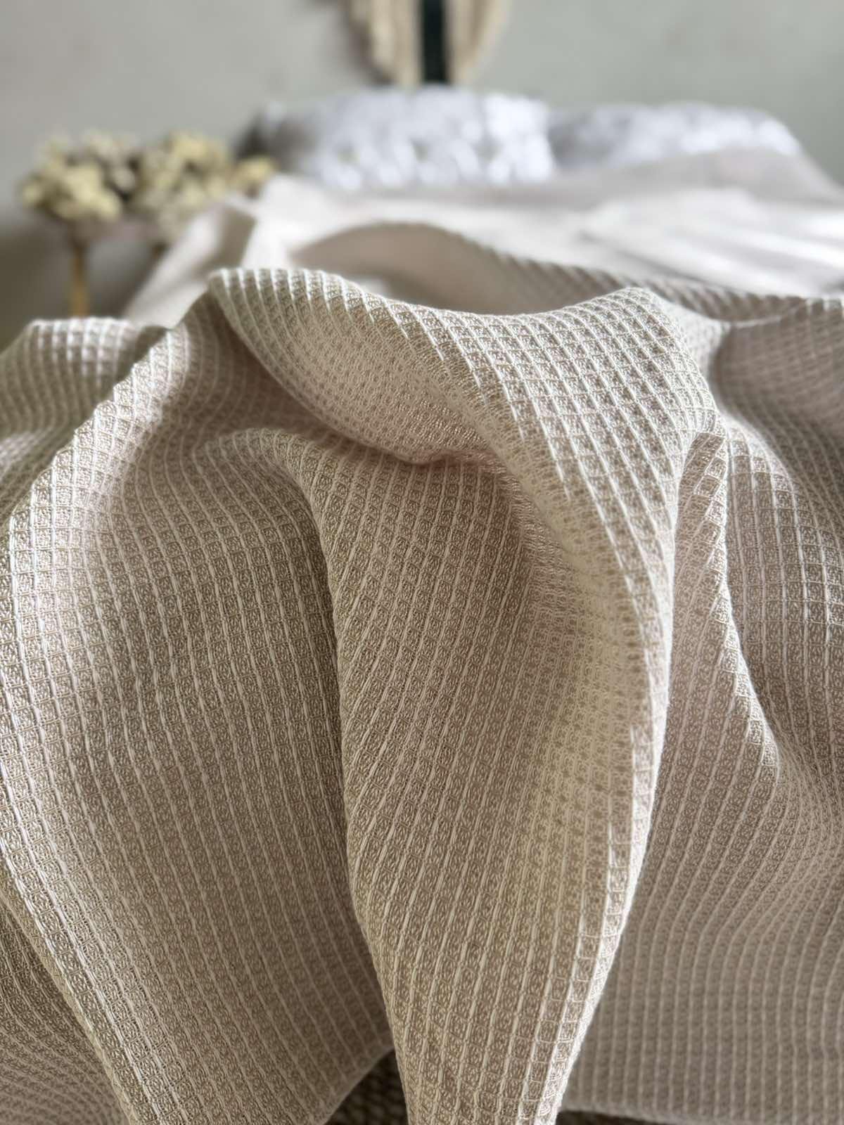 Простынь вафельная ZEINTEX хлопчатобумажная 200х220 см Бежевый (26416466) - фото 4