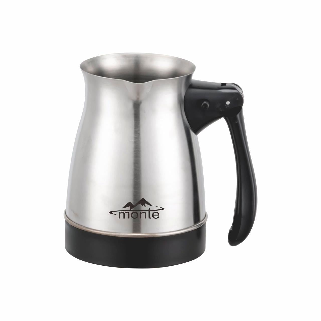 Электрическая турка Monte MT-1456 нержавеющая сталь/складная ручка/база 360°/скрытый нагрев 650 Вт 0,45 л (33348720)