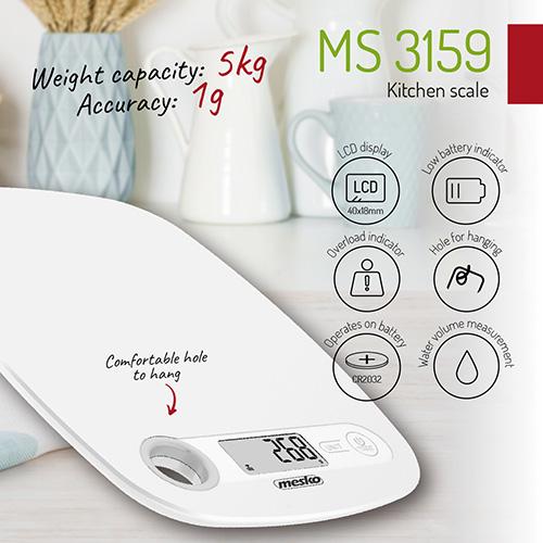 Ваги кухонні Mesko MS 3159 White (id_958) - фото 4