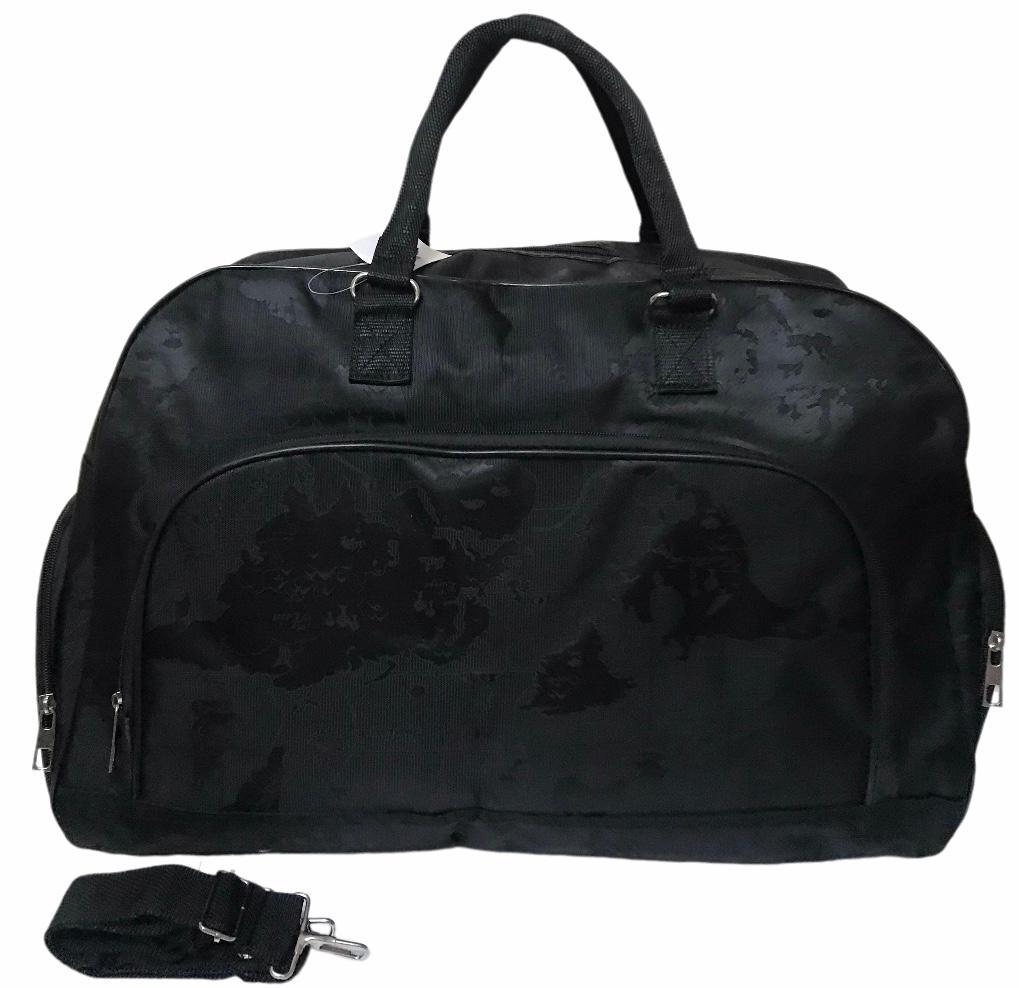 Сумка дорожная большая с длинным ремнем через плечо и боковыми карманами Черный (014)