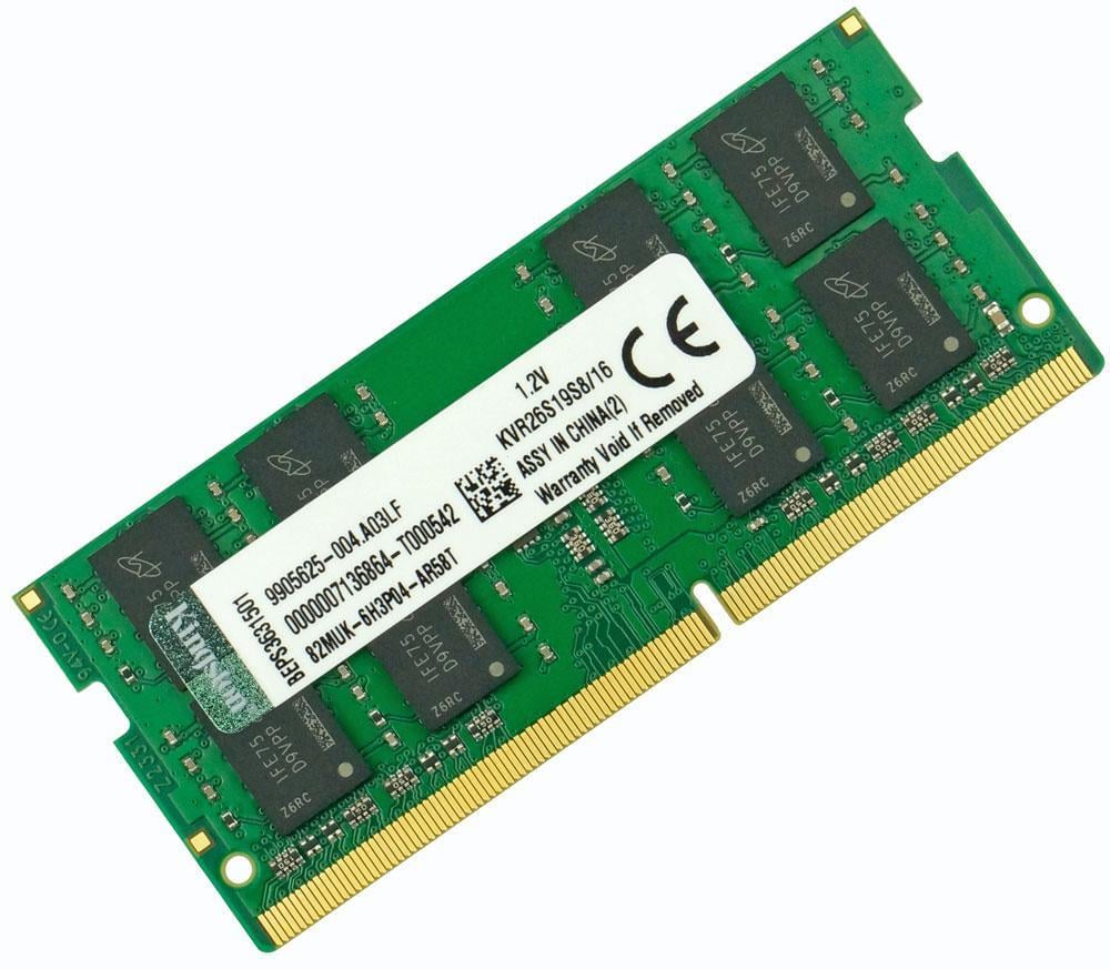 Оперативная память Kingston SODIMM DDR4 16GB 2666MHz, PC4-21300, CL19, 1.2V (KVR26S19S8/16)