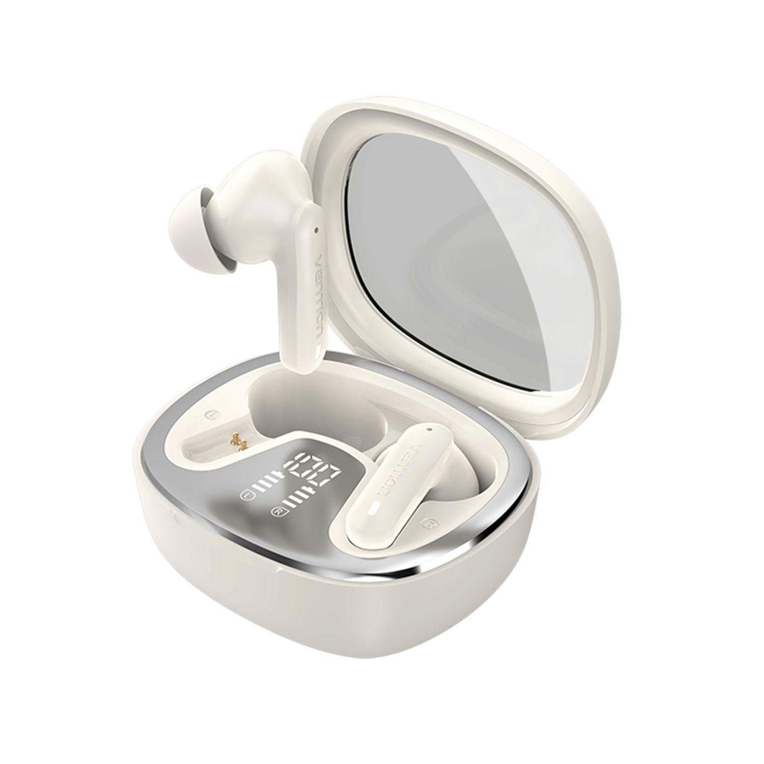 Наушники беспроводные Vention Air A01 Bluetooth 5.3 TWS 24 ч LED 10 мм AAC/SBC Hi-Fi водонепроницаемый IPX4 Бежевый (NBMN0)