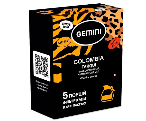 Дріп-кава Gemini Colombia Tarqui 5 шт. (12)