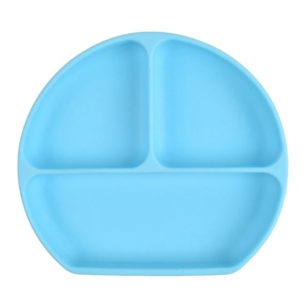 Тарелка силиконовая секционная на присоске Голубой
