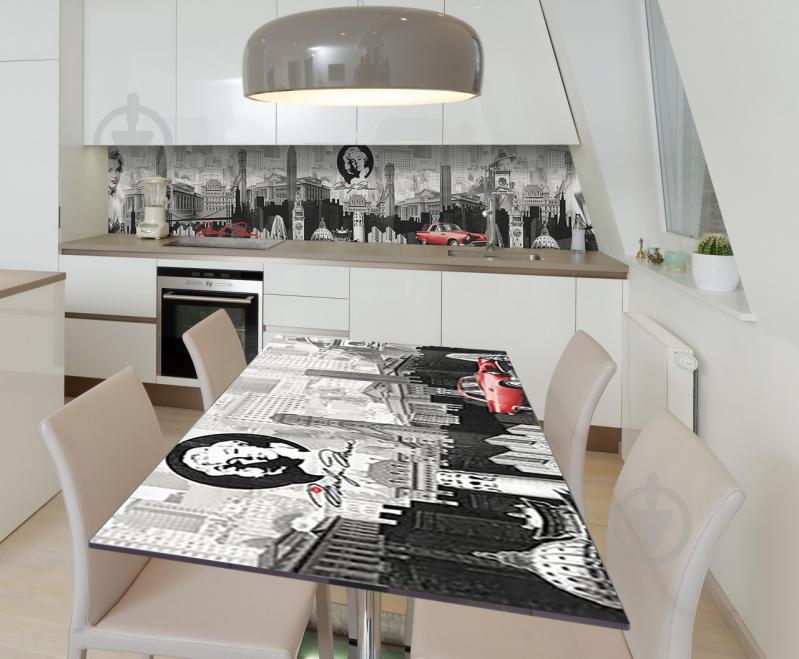 Наклейка 3Д виниловая на стол Zatarga «Чёрно-белое кино» 650х1200 мм для домов, квартир, столов, кофейн, кафе