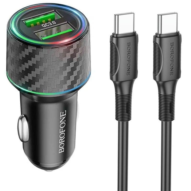 Автомобільний зарядний пристрій Borofone BZ21 Brilliant 48W PD30W+QC3.0 1Type-C/1USB/Type-C to Type-C Чорний (00000064385_1) Автомобільний зарядний пристрій Borofone BZ21 Brilliant 48W PD30W+QC3.0 1Type-C/1USB/Type-C to Type-C Чорний (00000064385_1)
