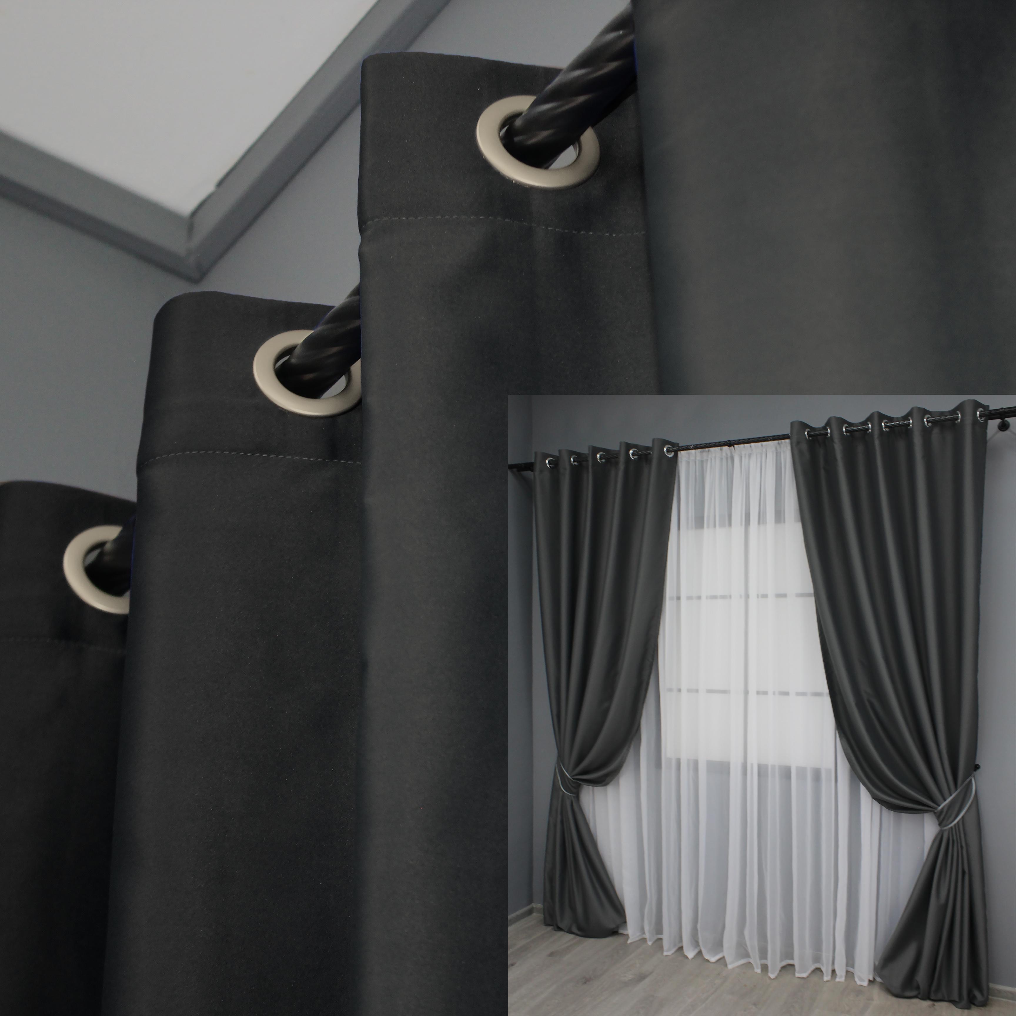 Комплект штор на люверсах VR-Textil Midnight № 1399ш 150х270 см 2 шт. Графитовый (37-0139) - фото 2 Комплект штор на люверсах VR-Textil Midnight № 1399ш 150х270 см 2 шт. Графитовый (37-0139) - фото 2