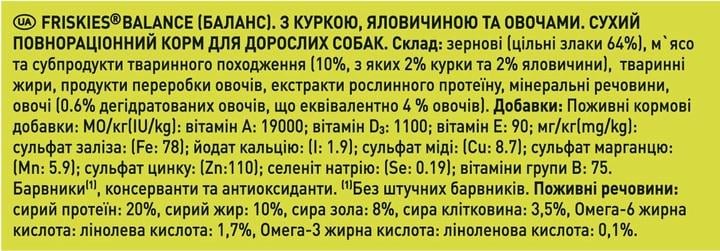 Корм сухий Friskies Balance для дорослих собак з куркою яловичиною та овочами 2,4 кг - фото 3