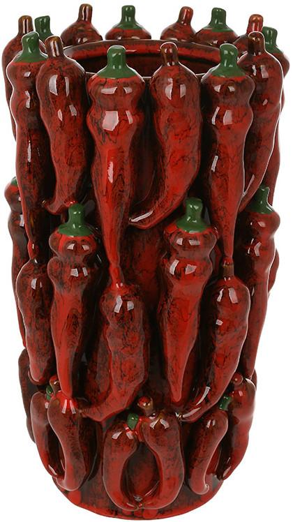 Ваза фарфоровая Pepper с рельефным декором 20х35 см Красный