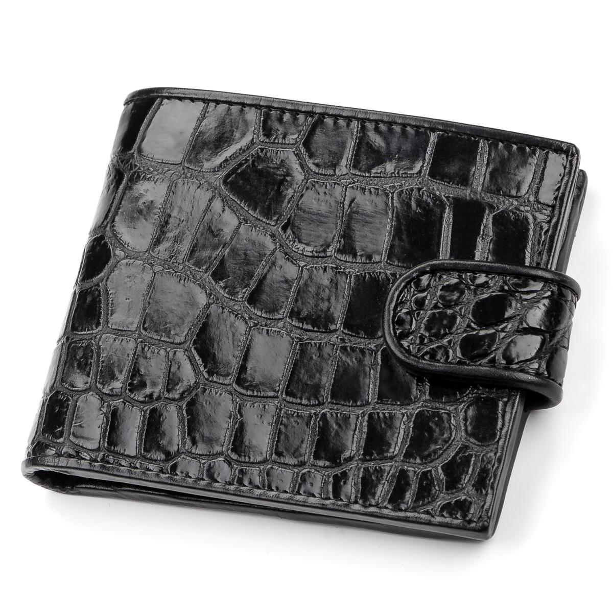 Портмоне Crocodile Leather 18056 з натуральної шкіри крокодила Чорний