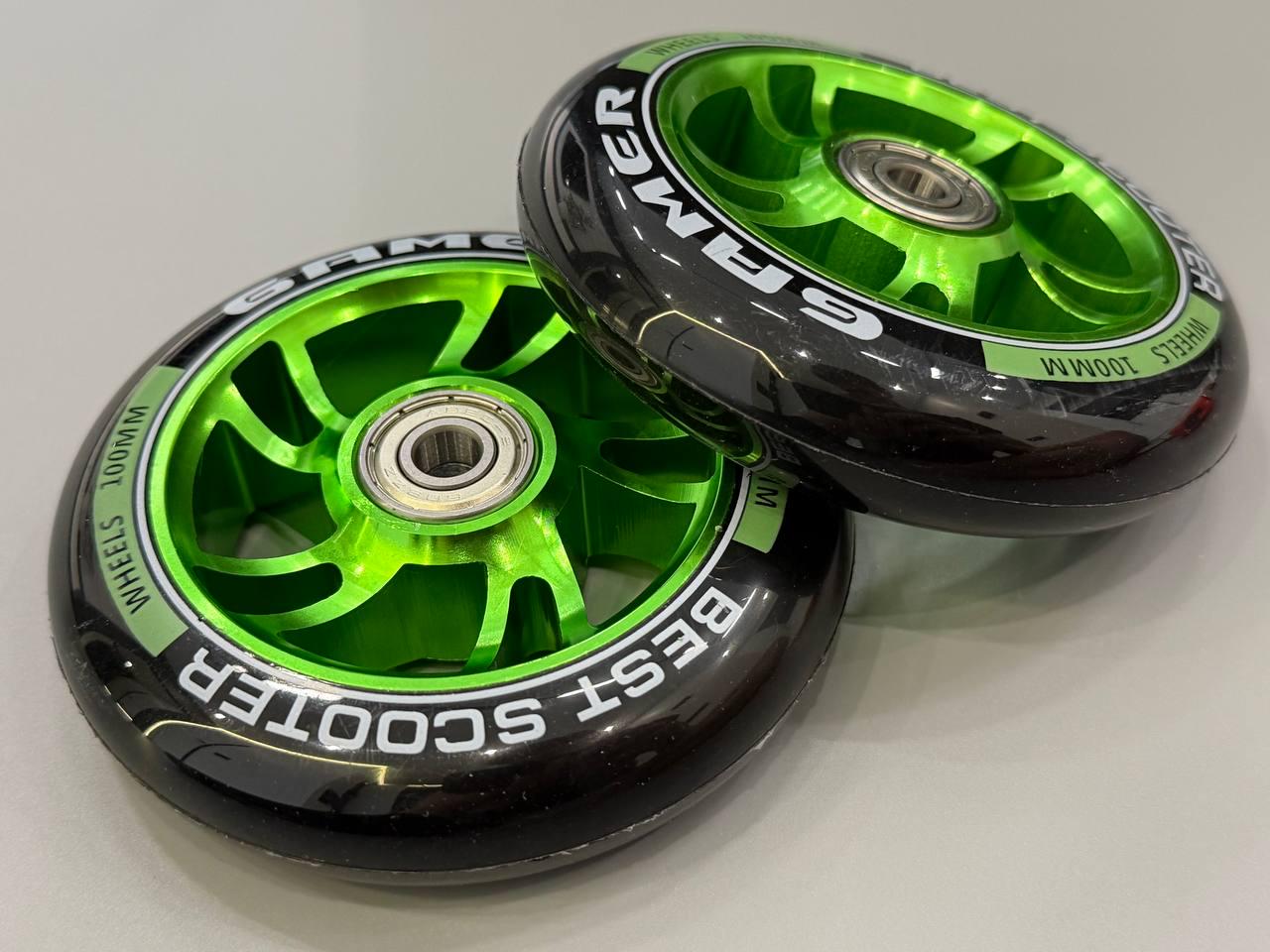 Колесики для трюкового самоката Best Scooter PU 100 мм 2 шт. Зеленый (WH-4105/100)
