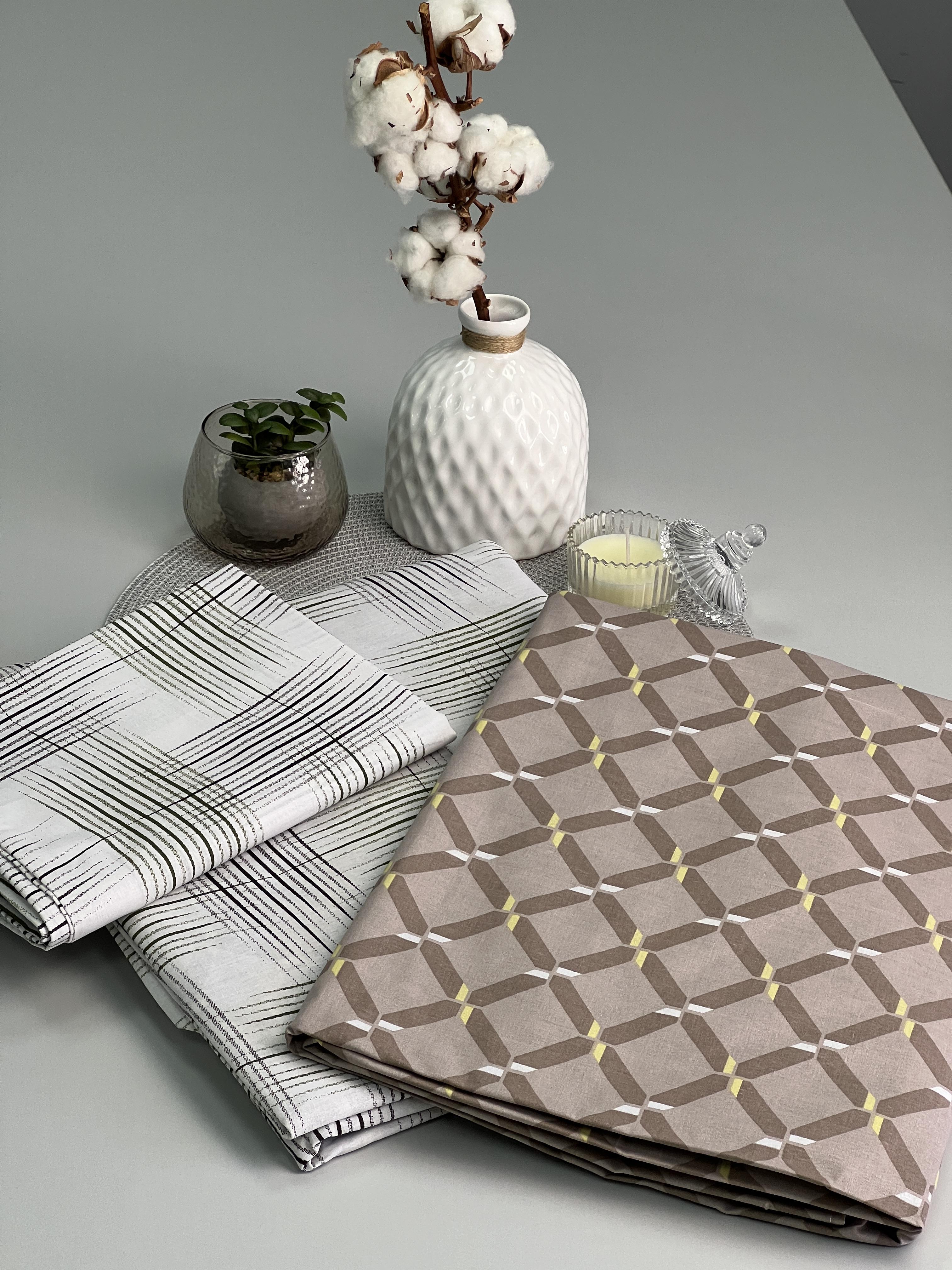 Комплект постельного белья Ideal Textile двухспальный без двухсторонняя евро Бежево-коричневый - фото 4 Комплект постельного белья Ideal Textile двухспальный без двухсторонняя евро Бежево-коричневый - фото 4