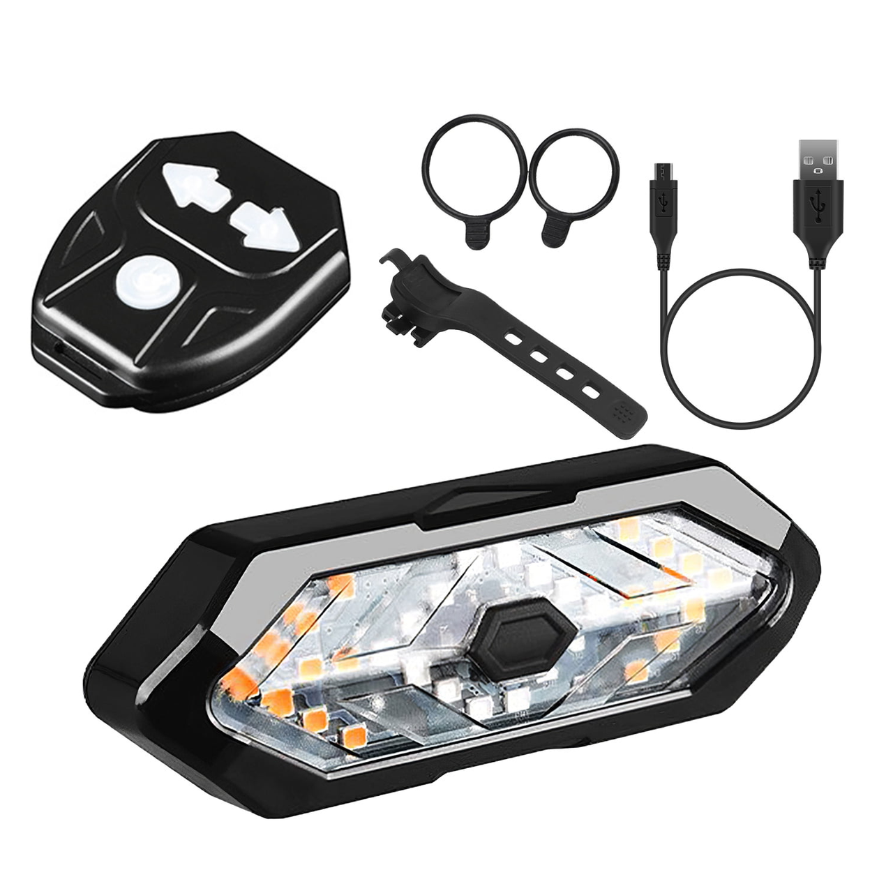 Фонарь велосипедный со звуком и задний стоп сигнал с пультом (id_93067)