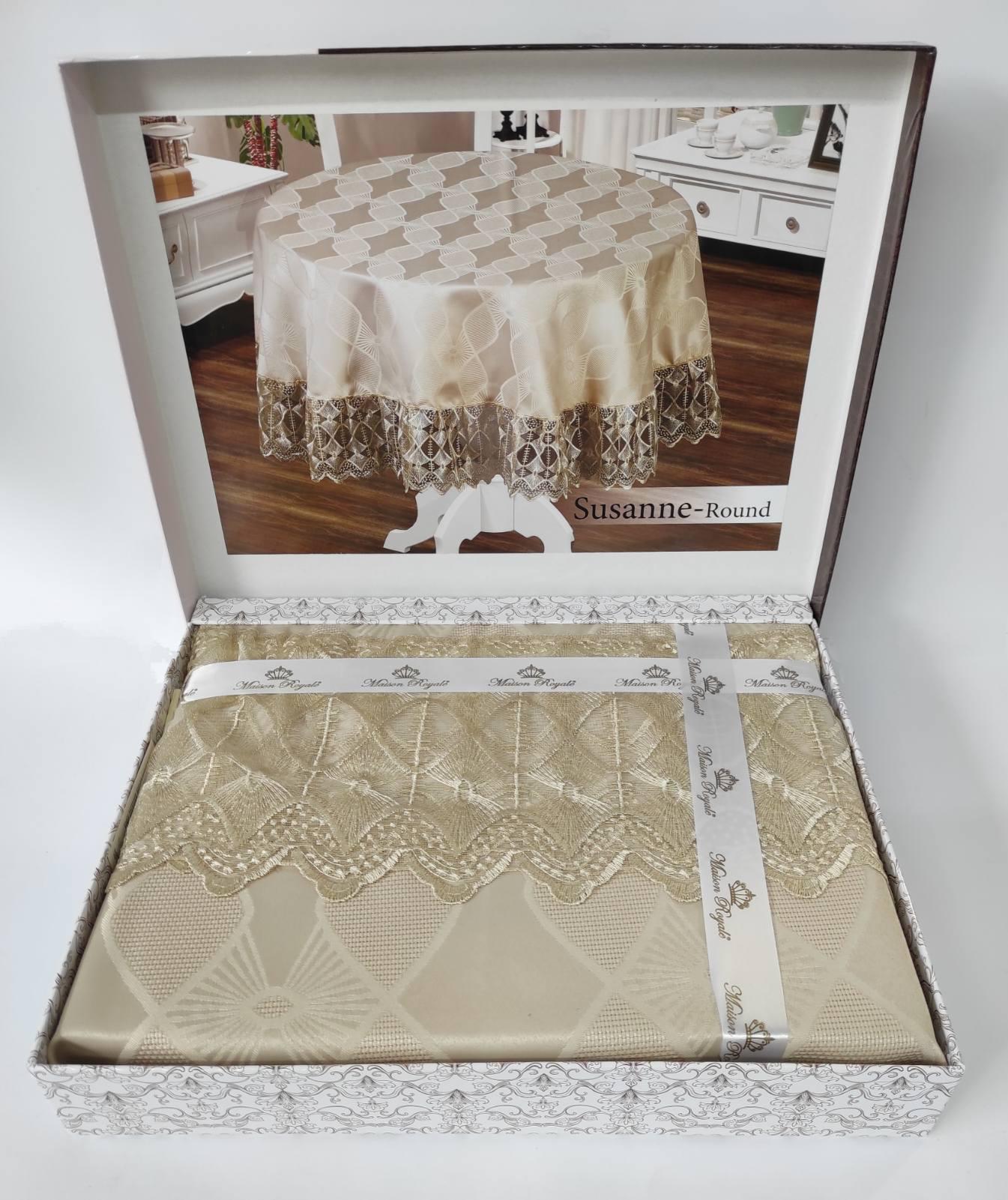 Скатерть с кружевом Maison Royale 160 круг Susanne Cappucino (CN6895) Скатерть с кружевом Maison Royale 160 круг Susanne Cappucino (CN6895)