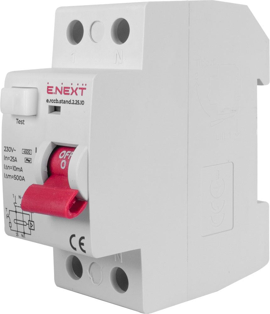 Выключатель дифференциального тока e.rccb.stand.2.25.10 2р 25А 10 mA (s034007)