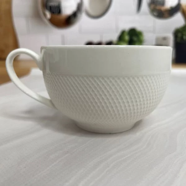 Чашка для чаю TUDOR Сітка з блюдцем порцелянова 350 мл (TU2755) - фото 1
