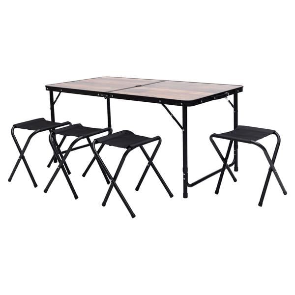 Набір меблів кемпінговий складаний стіл і 4 стільці для пікніка риболовлі та відпочинку Коричневий (JY-12060BR)